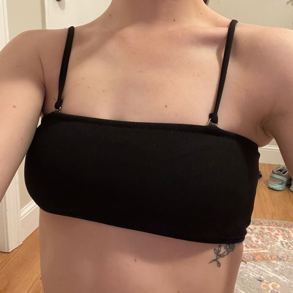 SheIn Black Ribbed Bikini Top